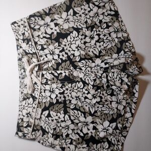Syko Board Shorts Swim Shorts Hawaiin Retro Black White Floral Size 5
